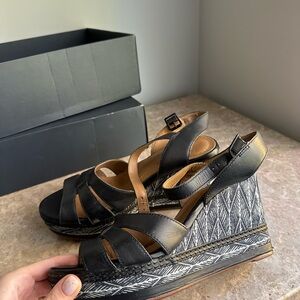 Black Wedge Sandals